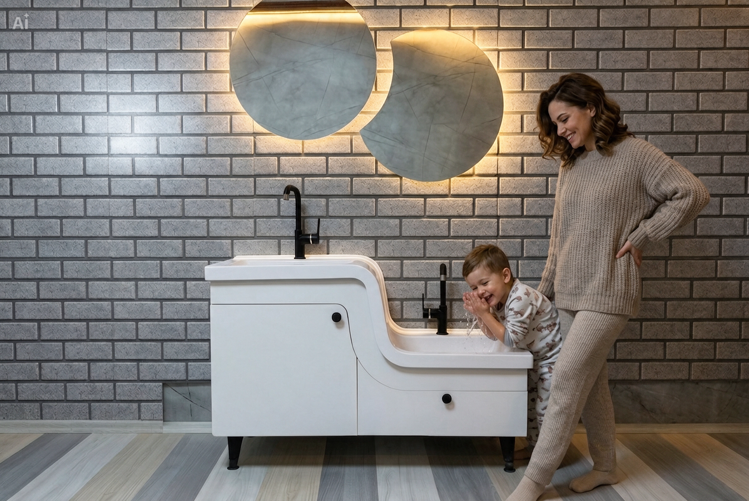 Z Lavabo Modelleri, Çift Kademeli Çocuk Banyo Dolabı, Yaşlı ve Ev Tipi Abdest Lavabosu İmalatı - Turan Yapı